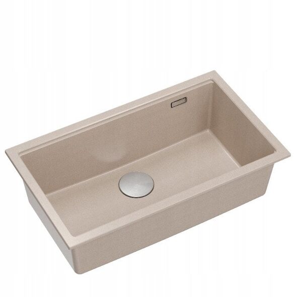 Νεροχύτης LOGAN 110 GraniteQ pearl beige 76x45x23,5 cm 1-θέσης εντοιχισμένος με χειροκίνητο σιφόνι από ανοξείδωτο ατσάλι