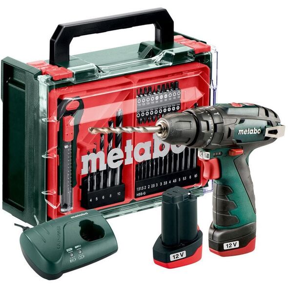 Βασικό Σετ METABO.PowerMaxx SB Κινητό εργαστήριο + 2 μπαταρίες Li-Ion 12V/2.0 Ah με φορτιστή LC 40 + 41 στοιχεία