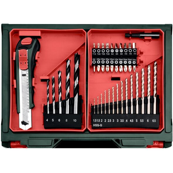 Βασικό Σετ METABO.PowerMaxx SB Κινητό εργαστήριο + 2 μπαταρίες Li-Ion 12V/2.0 Ah με φορτιστή LC 40 + 41 στοιχεία
