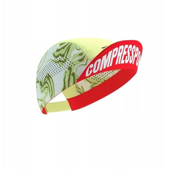 Καπέλο Compressport Pro Racing Cap - πράσινο καμουφλάζ/φλουό κόκκινο