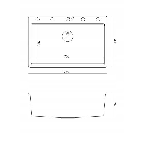 MARC 110 WORKSTATION GraniteQ νεροχύτης 1-θάλαμος 760*500*235 mm pearl beige + σιφόνι push to open + διανομέας ανοξείδωτο ατσάλι + ένθετο αποστράγγισης + Qmata + σανίδα/ μεταλλικά στοιχεία
