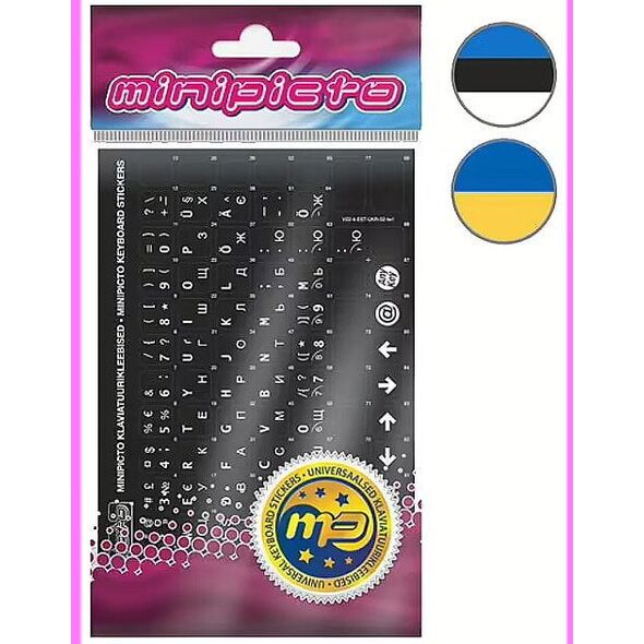 Αυτοκόλλητα πληκτρολογίου Minipicto EST/UKR, μαύρο/ματ (KB-UNI-ESTUKR02TW-BL)