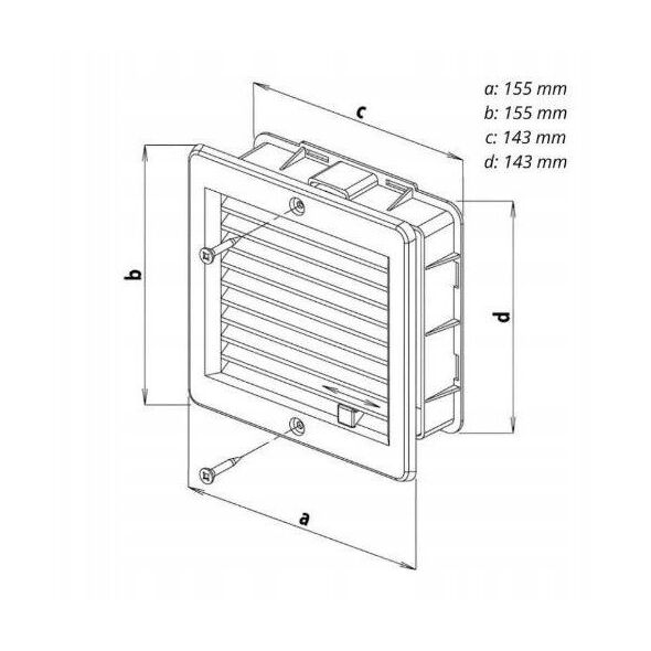 Πλαστική σχάρα εξαερισμού VM150150, 150 x 150 mm, με κάλυμμα
