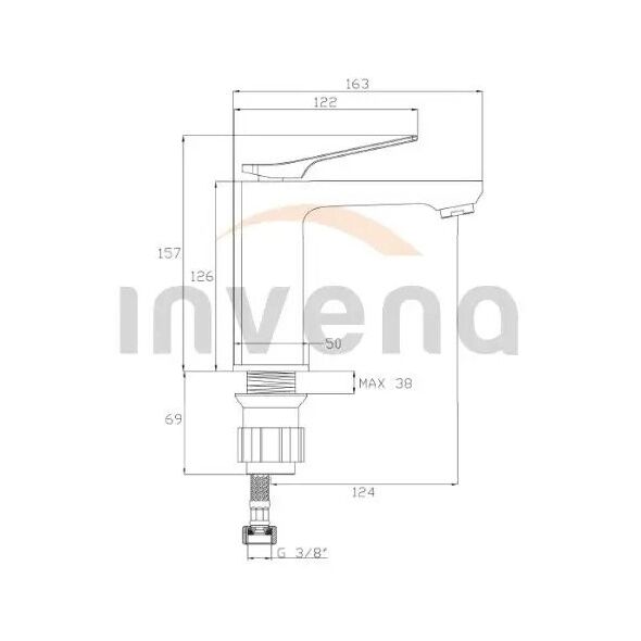 Invena μπαταρία νιπτήρα Neri, μαύρο BU-01-004-L