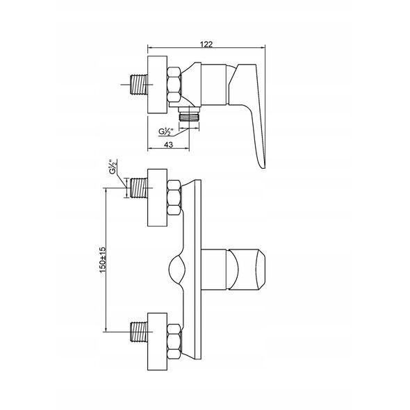 Μπαταρία ντους Invena Dokos μαύρο/χρώμιο BN-19-004-V