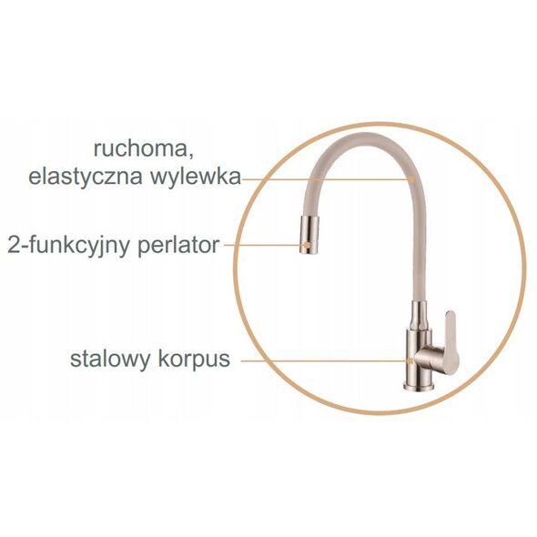 Μπαταρία κουζίνας Invena Ksanti Inox, inox/γκρι BZ-37-I05-L