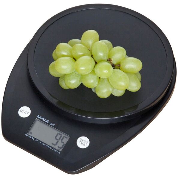 MAUL 1646090, Ηλεκτρονική ζυγαριά κουζίνας, 5 kg, 1 g, Μαύρο, Πλαστικό, Στρογγυλό