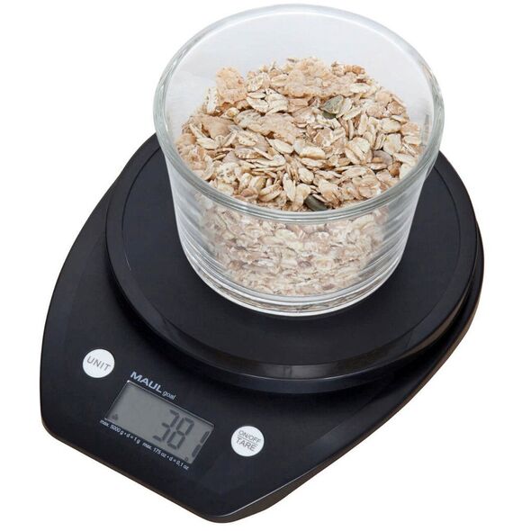 MAUL 1646090, Ηλεκτρονική ζυγαριά κουζίνας, 5 kg, 1 g, Μαύρο, Πλαστικό, Στρογγυλό