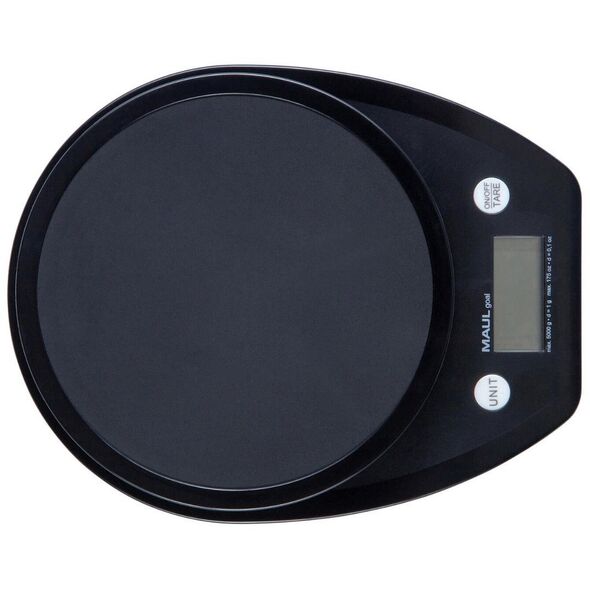 MAUL 1646090, Ηλεκτρονική ζυγαριά κουζίνας, 5 kg, 1 g, Μαύρο, Πλαστικό, Στρογγυλό