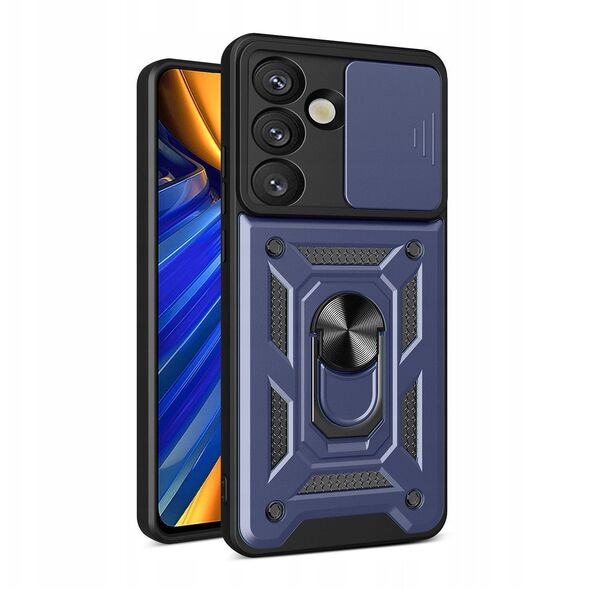 Θήκη θωράκισης Hybrid Armor Camshield με βάση στήριξης και προστασία κάμερας για Samsung Galaxy S25 Edge - μπλε