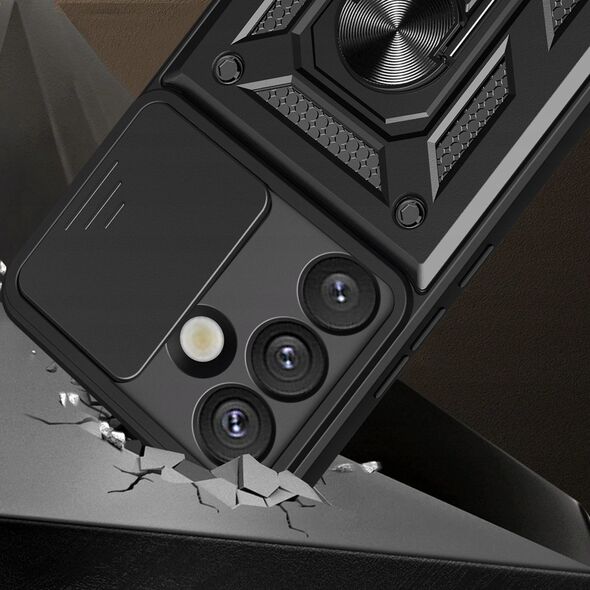 Θήκη Hybrid Armor Camshield με βάση και προστατευτικό κάμερας για Vivo V50 5G - μαύρο