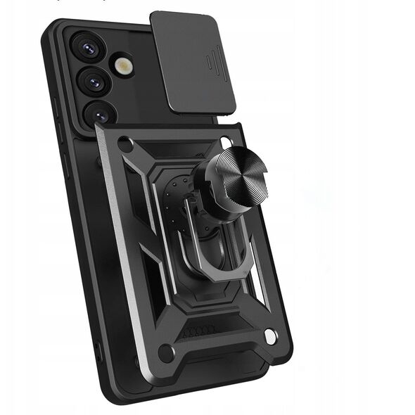 Θήκη Hybrid Armor Camshield με βάση στήριξης και προστατευτικό κάμερας για το Samsung Galaxy M16 5G / F16 5G - μαύρο