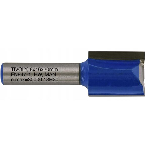 Κοπτικό ευθείας σχισμής, 16x8 mm, 8mm στέλεχος