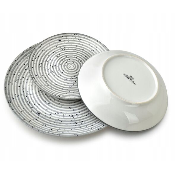 Σετ δείπνου STRIPES GREY 18τμχ.27/19/20εκ μπολ 550ml