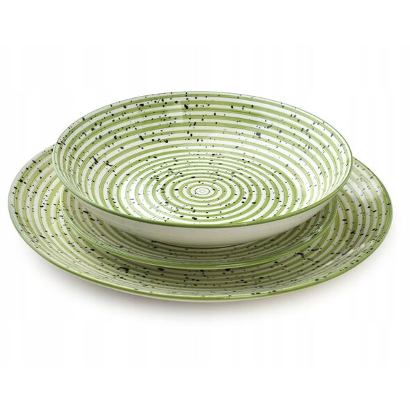 STRIPES GREEN Σετ δείπνου 18 τεμ. 27/19/20 εκ. μπολ 550ml