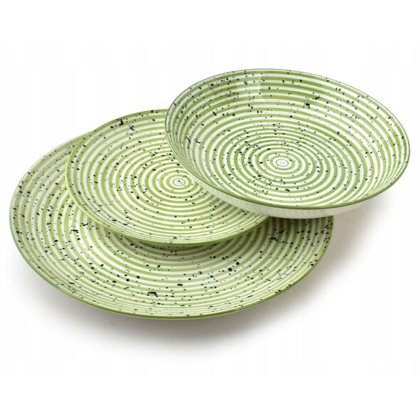 STRIPES GREEN Σετ δείπνου 18 τεμ. 27/19/20 εκ. μπολ 550ml