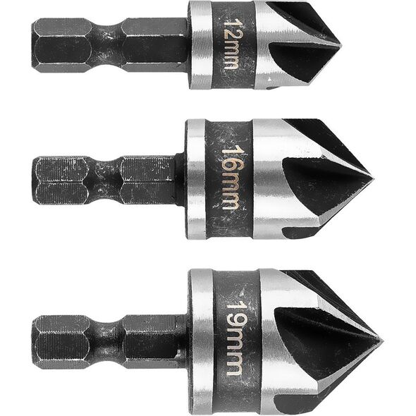 Zestaw fazowników Hex, 12, 16, 19 mm, zestaw 3 szt.