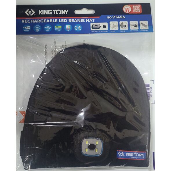 KING TONY CZAPKA ZIMOWA Z LOGO I LATARKĄ LED 1.7W 170LM