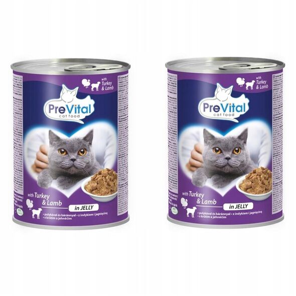PREVITAL γαλοπούλα-αρνί κομμάτια σε ζελέ για γάτα 415g x 2τμχ