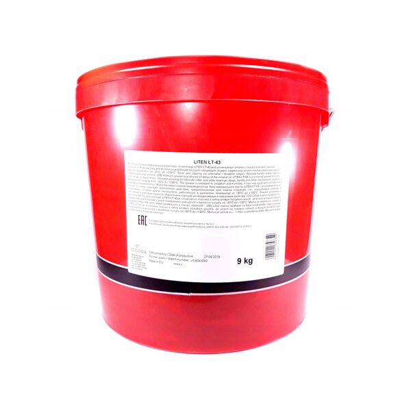 Γράσο για ρουλεμάν λιθίου LITEN LT (9KG), -30/+130°C, DIN 51 502: K3K-30, ISO 6743-9: CCHA-3, NLGI 3