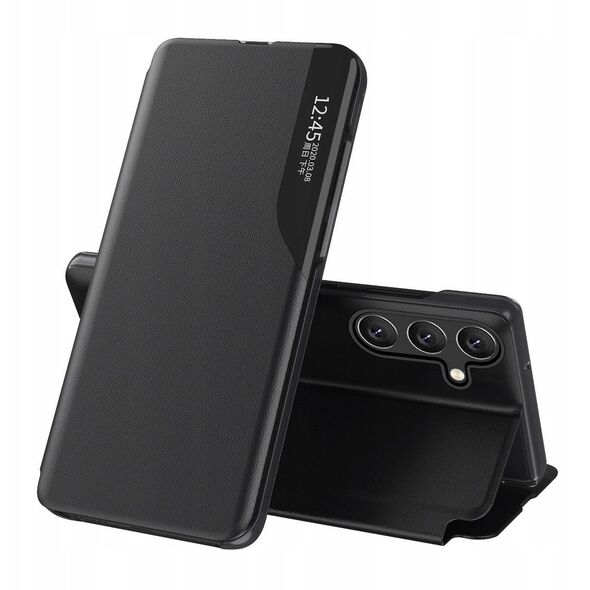 Θήκη Eco Leather View Case κομψή θήκη με καπάκι και λειτουργία βάσης για Samsung Galaxy A36 - μαύρο