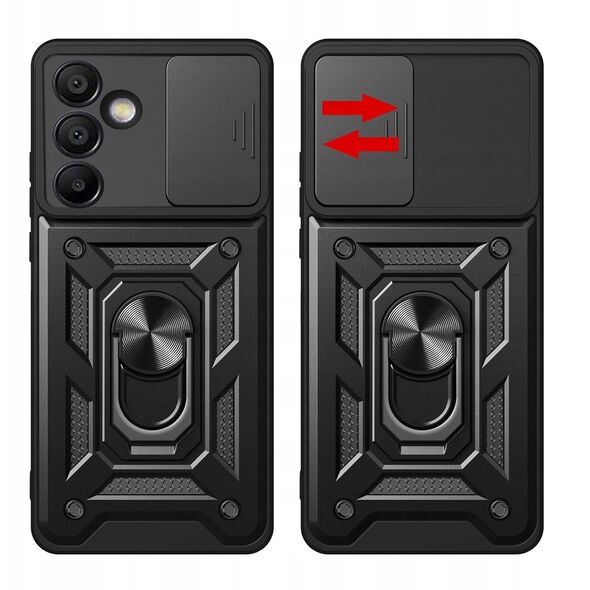 Θήκη Hybrid Armor Camshield με βάση και προστατευτικό κάμερας για Samsung Galaxy A36 - μαύρο