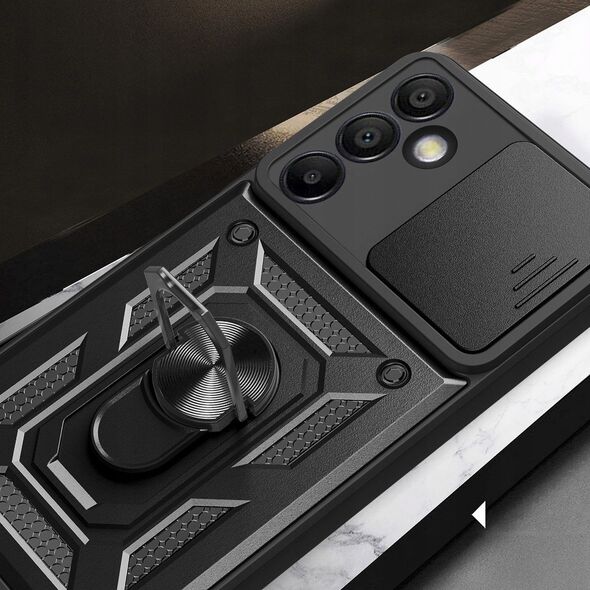 Θήκη Hybrid Armor Camshield με βάση και προστατευτικό κάμερας για Samsung Galaxy A36 - μαύρο
