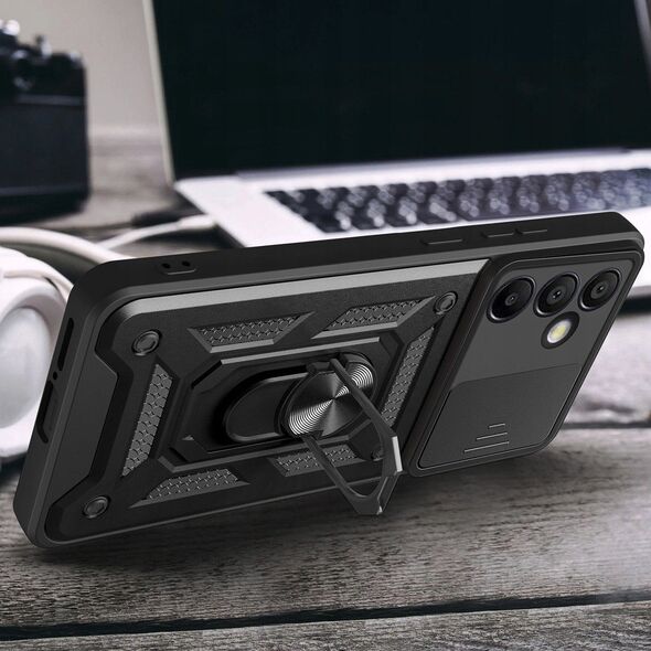Θήκη Hybrid Armor Camshield με βάση και προστατευτικό κάμερας για Samsung Galaxy A36 - μαύρο