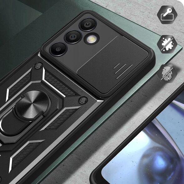 Θήκη Hybrid Armor Camshield με βάση και προστατευτικό κάμερας για Samsung Galaxy A36 - μαύρο
