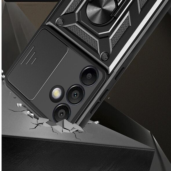 Θήκη Hybrid Armor Camshield με βάση και προστατευτικό κάμερας για Samsung Galaxy A36 - μαύρο