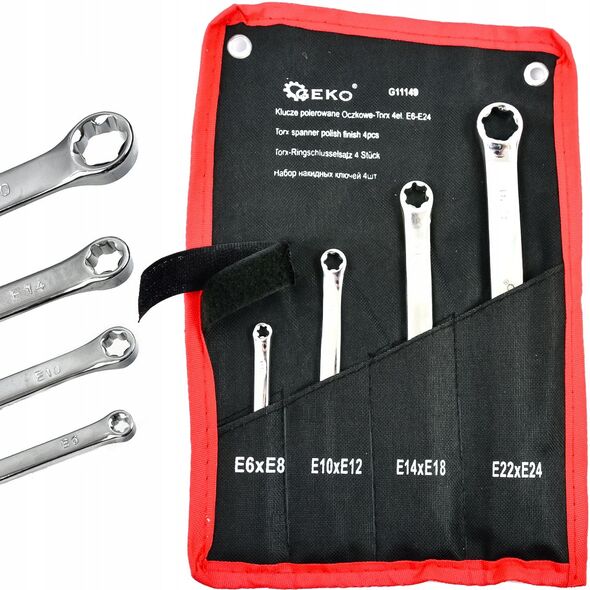 Γυαλισμένα κλειδιά Oczkowe-Torx 4el.E6-E24(40)