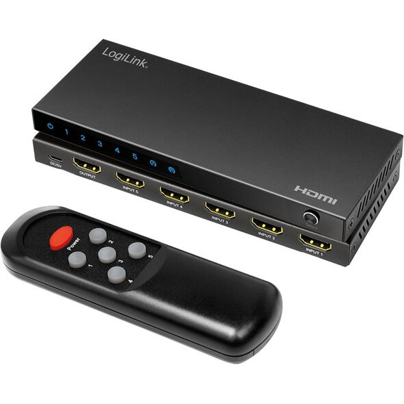 Switch LogiLink LogiLink Switch HDMI 5x1-Port, 4K/60Hz, HDCP, HDR, CEC, RC