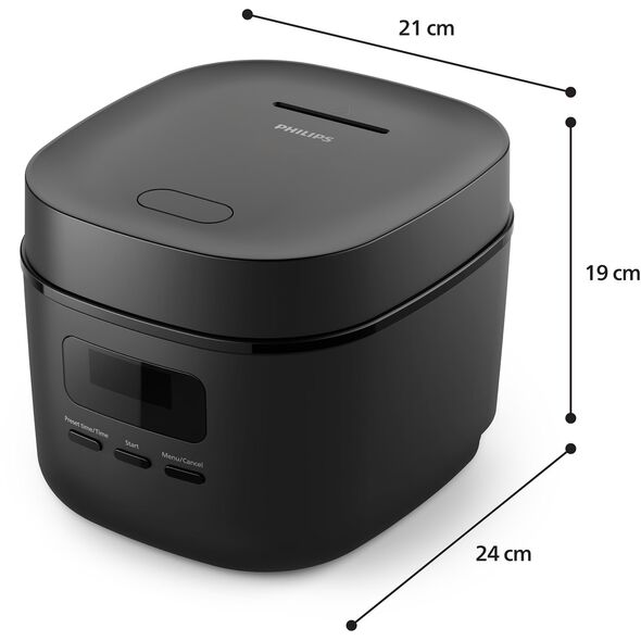 PHILIPS Μίνι μαγειρικό σκεύος ρυζιού σειράς 3000 μαύρο HD3080/80