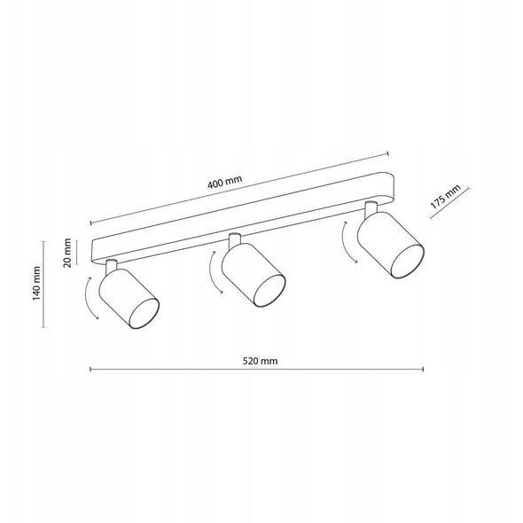TK Lighting Livia 10236 φωτιστικό οροφής ράγα 3x10W GU10 μέντα