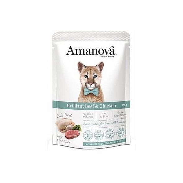 Amanova Kot Brilliant Βοδινό & Κοτόπουλο σακουλάκι 85g