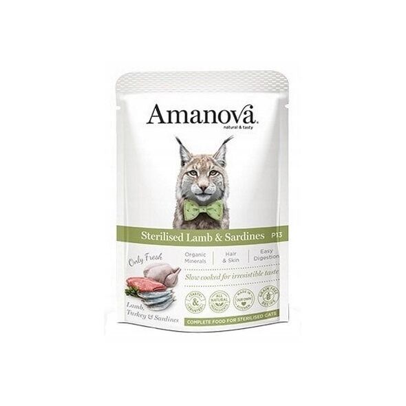 Amanova Κοτόπουλο Στειρωμένο Αρνί & Σαρδέλα σακουλάκι 85g