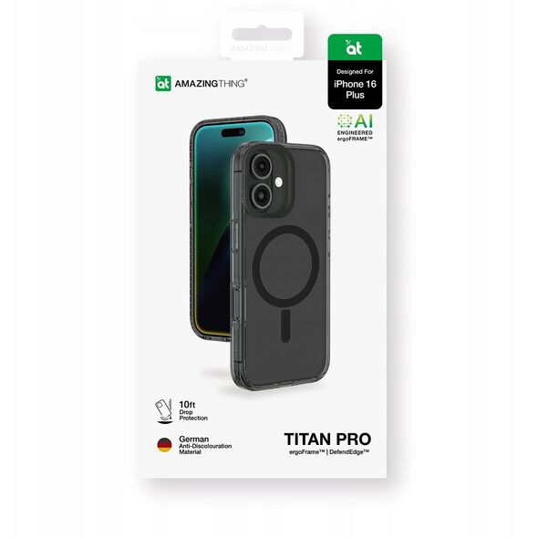 Θήκη σιλικόνης AMAZINGTHING Titan Pro Mag Case με μαγνητικό δακτύλιο για iPhone 16 Plus - μαύρο