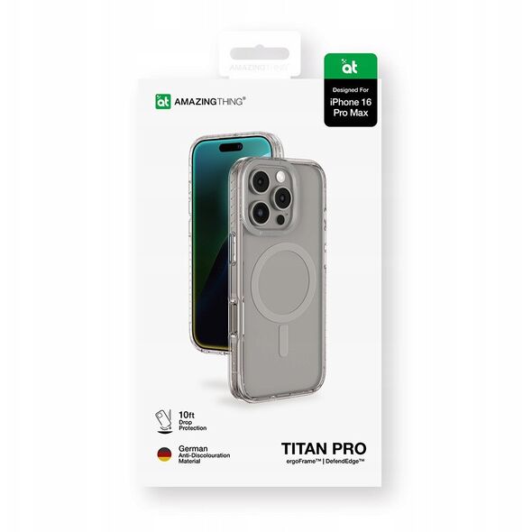 Θήκη σιλικόνης AMAZINGTHING Titan Pro Mag Case με μαγνητικό δακτύλιο για iPhone 16 Pro - γκρι
