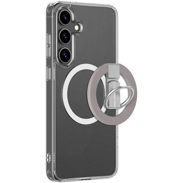 Θήκη σιλικόνης AMAZINGTHING Minimal Mag Case με μαγνητικό δακτύλιο και μαγνητικό δακτύλιο για Samsung Galaxy S25+ - διαφανές