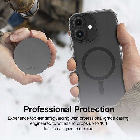 Θήκη σιλικόνης AMAZINGTHING Titan Pro Mag Case με μαγνητικό δακτύλιο για iPhone 16 - μαύρο