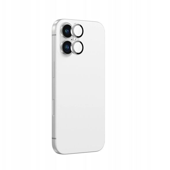 Tempered glass AMAZINGTHING AR Aluminium 2 Lens Glass με πλαίσιο για φακούς κάμερας για iPhone 16 / 16 Plus - λευκό