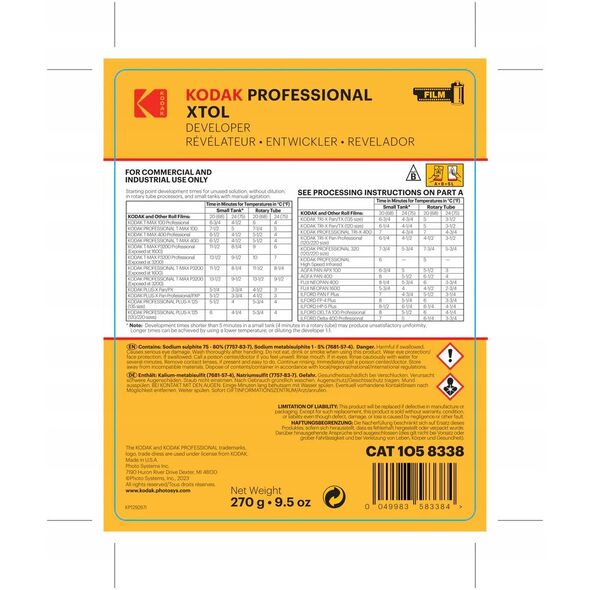 Kodak εμφιαλωτής φιλμ XTOL 5L (σκόνη)