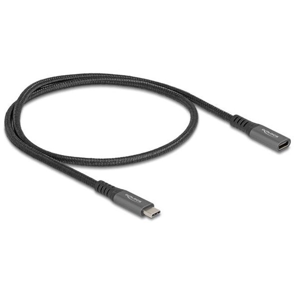 Καλώδιο επέκτασης DeLOCK USB 10 Gbps USB Type-C αρσενικό σε θηλυκό PD 3.0 100 W 0.5 m γκρι μέταλλο, 0.5 m, USB C, USB C, USB 3.2 Gen 2 (3.1 Gen 2), 10 Gbit/s, Μαύρο