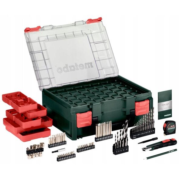 Φορητό εργαστήριο METABO.SB 18 L + 2 μπαταρίες Li-Ion 18V/2.0 Ah με φορτιστή SC 30 + 74 στοιχεία