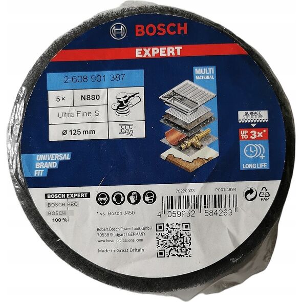 Szlifierka Bosch Bosch Expert non-woven disc N880 ultra-fine, 125mm, sanding sheet (grey, 5 pieces, for eccentric sanders)