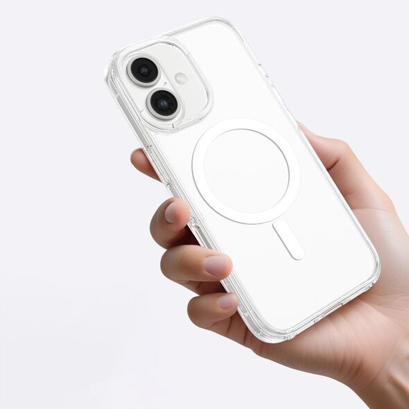 Θήκη σιλικόνης AMAZINGTHING Minimal Mag Case με μαγνητικό δακτύλιο για iPhone 16 - διαφανής