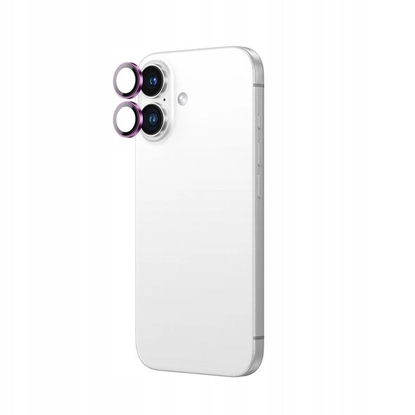 Tempered Glass AMAZINGTHING AR Aluminium 2 Lens Glass με πλαίσιο για φακούς κάμερας για iPhone 16 / 16 Plus - ροζ