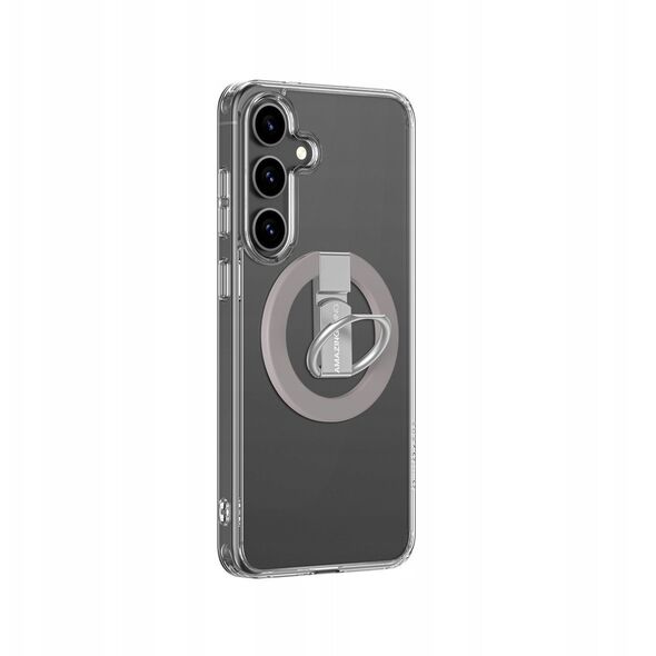 Θήκη σιλικόνης AMAZINGTHING Minimal Mag Case με μαγνητικό δακτύλιο και μαγνητικό δακτύλιο για Samsung Galaxy S25 - διαφανές