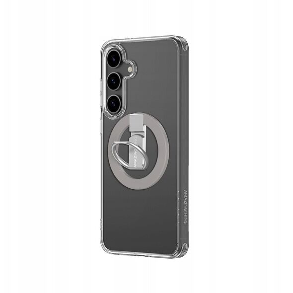 Θήκη σιλικόνης AMAZINGTHING Minimal Mag Case με μαγνητικό δακτύλιο και μαγνητικό δακτύλιο για Samsung Galaxy S25 - διαφανές