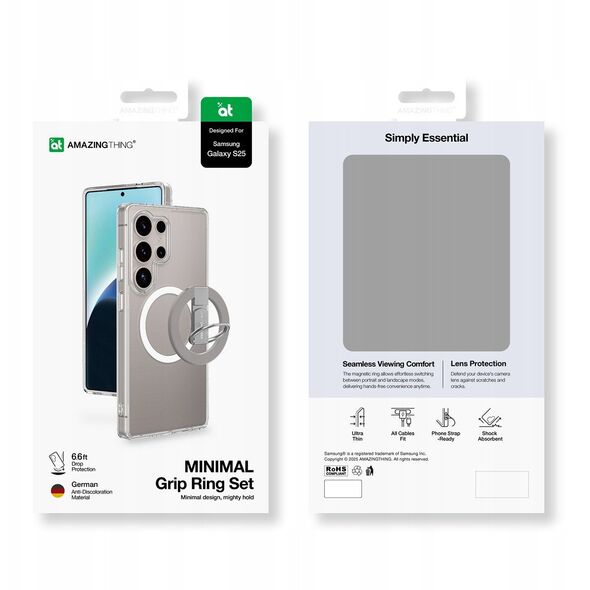 Θήκη σιλικόνης AMAZINGTHING Minimal Mag Case με μαγνητικό δακτύλιο και μαγνητικό δακτύλιο για Samsung Galaxy S25 - διαφανές